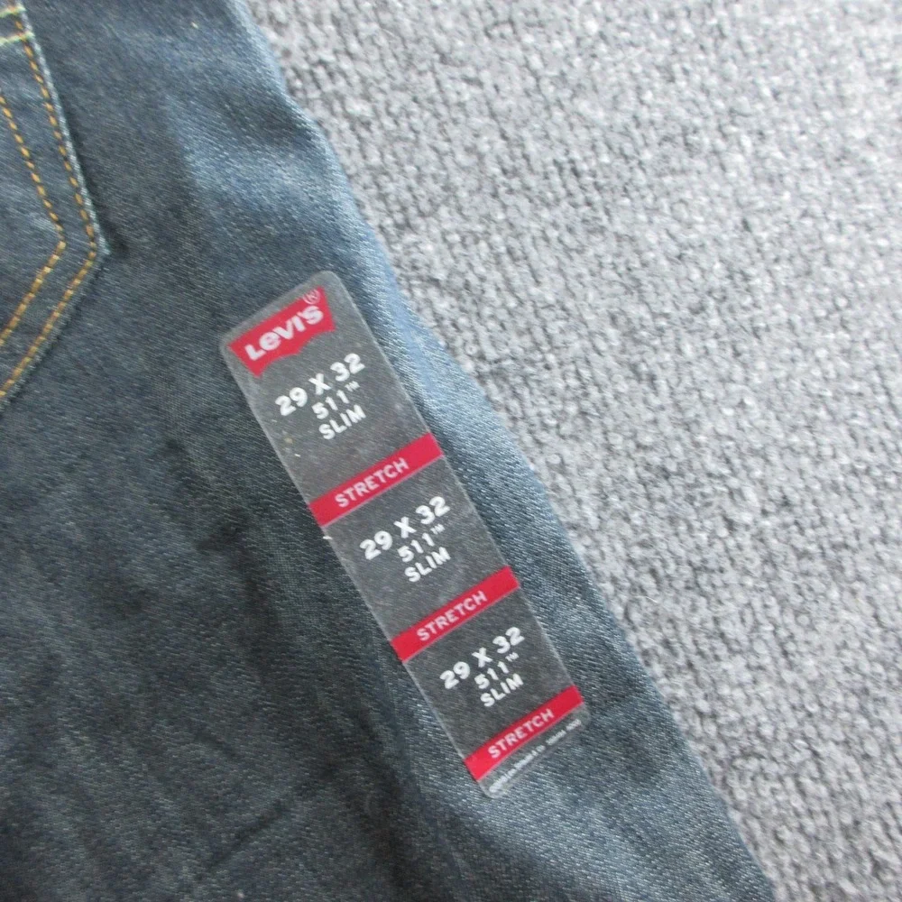 Levis 511 Jeans Mens 29x32 Blue Slim Tapered Dark Wash Stretch Denim Casual
